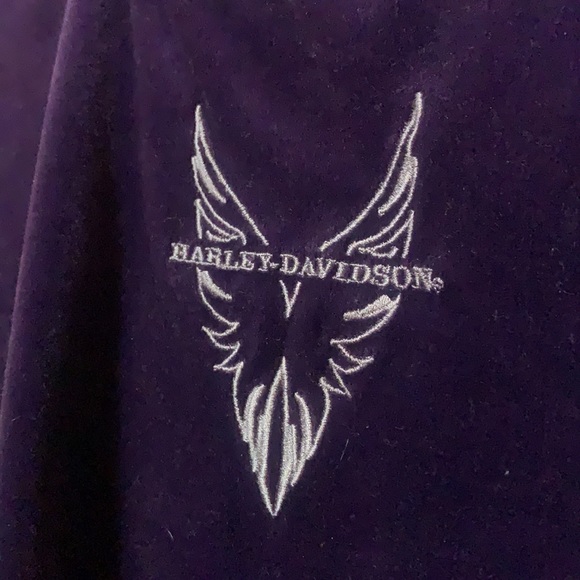 Harley Davidson cropped purple velvet long sleeve top size M 🌻 - Picture 4 of 4